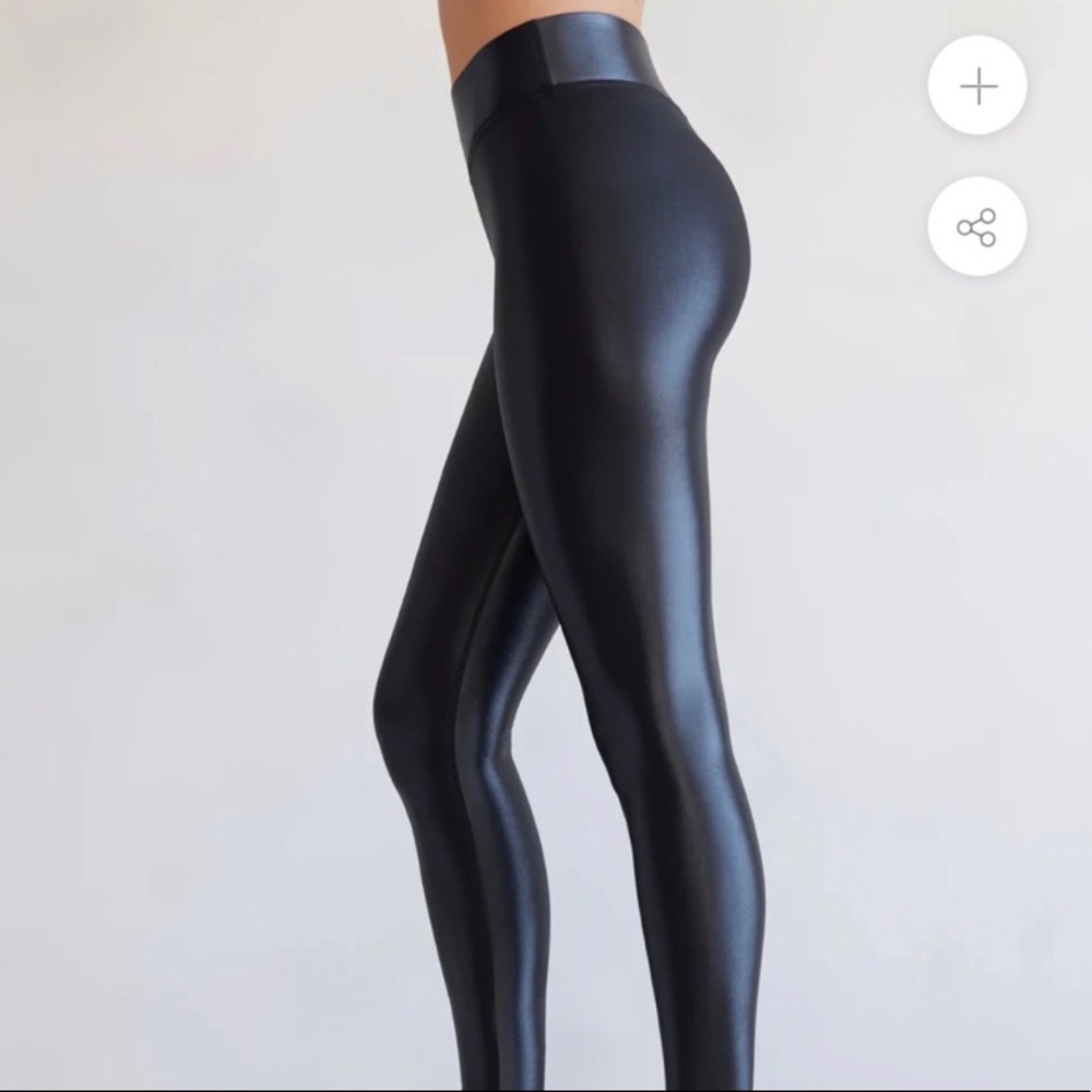 Carbon38 Black Takara Faux Liquid Leather Hi Rise Legging L